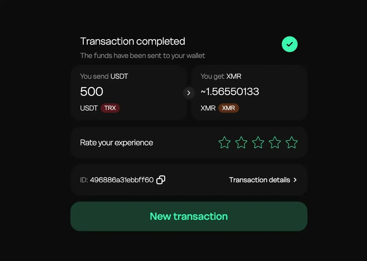 Send BTC and receive ETH